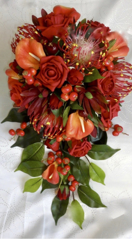 Autum Inspired wedding bouquet, orange and red wedding boquuet